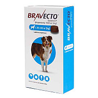 Таблетка MSD Bravecto Бравекто проти бліх і кліщів для собак вагою 20-40 кг, 1 таб/1000 мг