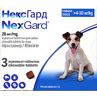 Таблетки Merial NexGard Нексгард проти бліх та кліщів для собак 4-10 кг (М), 3 таб