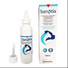 Розчин Vetoquinol Sonotix Сонотікс для промивання вух кішок і собак, 120 мл