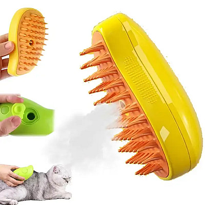 Парова щітка-масажер спрей 3 в 1 Pet Spray Massage Brush USB для вичісування собак і котів з паровим розпилювачем