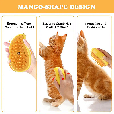 Парова щітка-масажер спрей 3 в 1 Pet Spray Massage Brush USB для вичісування собак і котів з паровим розпилювачем