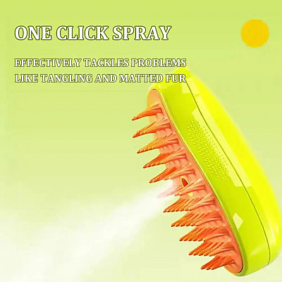 Парова щітка-масажер спрей 3 в 1 Pet Spray Massage Brush USB для вичісування собак і котів з паровим розпилювачем