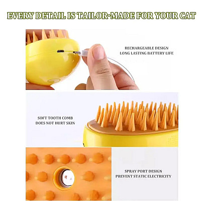 Парова щітка-масажер спрей 3 в 1 Pet Spray Massage Brush USB для вичісування собак і котів з паровим розпилювачем