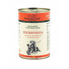 Консервований корм Hubertus Gold "Яловичина з яблуком та пастернаком" для цуценят та молодих собак, 400 г