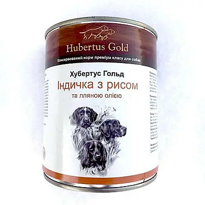 Консервований корм Hubertus Gold "Індичка з рисом та лляною олією" для собак, 800 г
