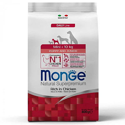 Сухий корм для цуценят Monge Dog Mini Puppy & Junior курка з рисом, 800 г