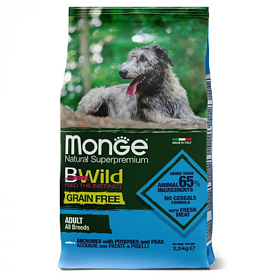 Сухий корм для собак Monge Dog Bwild Grain Free анчоус, 2.5 кг