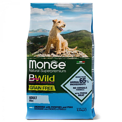 Сухий корм для собак Monge Dog Bwild Grain Free Mini анчоус, 2.5 кг