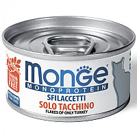 Вологий корм для котів Monge Cat Monoprotein м'ясні пластівці індичка, 80 г