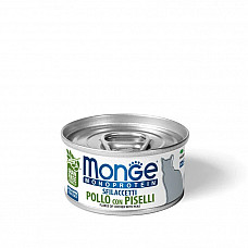 Вологий корм для котів Monge Cat Monoprotein м'ясні пластівці курка з горошком, 80 г