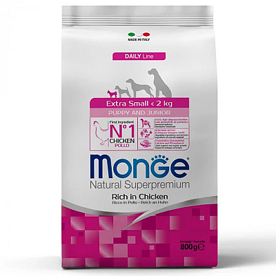 Сухий корм для цуценят Monge Dog Extrasmall Puppy & Junior курка з рисом, 800 г
