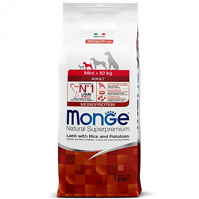 Сухий корм для собак Monge Dog Mini Adult ягня, рис та картопля, 7.5 кг