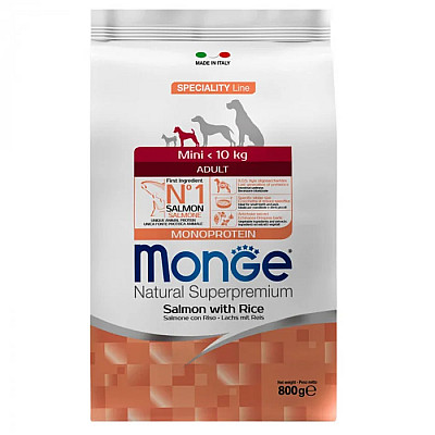 Сухий корм для собак Monge Dog Mini Adult лосось з рисом, 800 г