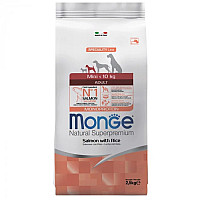 Сухой корм для собак Monge Dog Mini Adult лосось с рисом, 2.5 кг