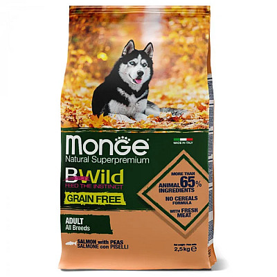 Сухий корм для собак Monge Dog Bwild Grain Free лосось, 2.5 кг