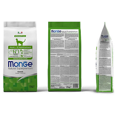 Сухий корм для котів Monge Cat Adult з кроликом, 1.5 кг