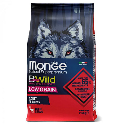 Сухий корм для собак Monge Dog Bwild Low Grain оленина, 2.5 кг