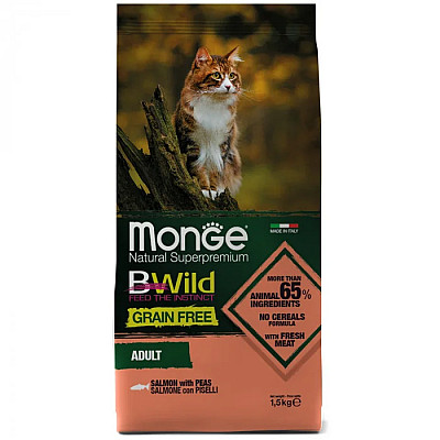 Сухий корм для котів Monge Cat Bwild Grain Free лосось, 1.5 кг
