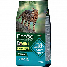 Сухий корм для котів Monge Cat Bwild Grain Free Sterilised тунець, 1.5 кг