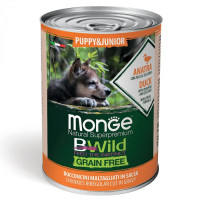 Вологий корм для собак Monge Dog Wet Bwild Grain Free Puppy & Junior качка, гарбуз та цукіні, 400 г