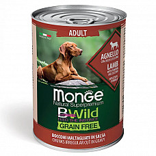 Вологий корм для собак Monge Dog Wet Bwild Grain Free Adult ягня, гарбуз та цукіні, 400 г