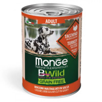 Влажный корм для собак Monge Dog Wet Bwild Grain Free Adult индейка, тыква и цуккини, 400 г