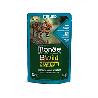 Вологий корм для котів Monge Cat Wet Bwild Grain Free Sterilised тунець з креветками та овочами, 85 г