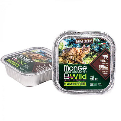 Вологий корм для котів Monge Cat Wet Bwild Grain Free буйвол (для котів великих порід з 2-х місяців), 100 г