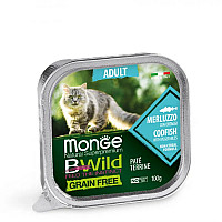 Вологий корм для котів Monge Cat Wet Bwild Grain Free Adult тріска з овочами, 100 г