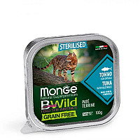 Вологий корм для котів Monge Cat Bwild Grain Free Wet Sterilised тунець з овочами, 100 г