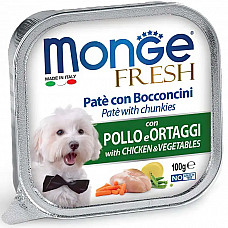 Вологий корм для собак Monge Dog Fresh з куркою та овочами, 100 г