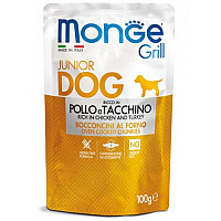 Вологий корм для собак Monge Dog Grill Puppy & Junior курка з індичкою, 100 г