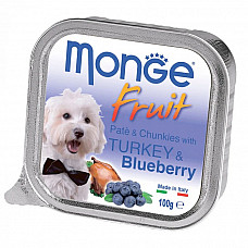Вологий корм для собак Monge Dog Fruit з індичкою та чорницею, 100 г