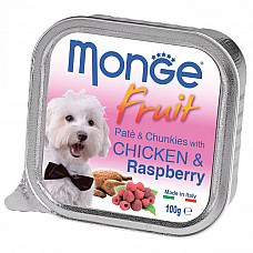 Вологий корм для собак Monge Dog Fruit з куркою та малиною, 100 г