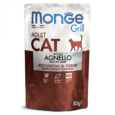 Влажный корм для кошек Monge Cat Grill Adult ягненок, 85 г