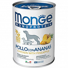 Вологий корм для собак Monge Dog Fruit Monoprotein курка з ананасом, 400 г