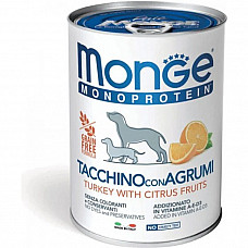 Вологий корм для собак Monge Dog Fruit Monoprotein індичка с цитрусами, 400 г