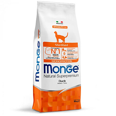 Сухий корм для котів Monge Cat Sterilised з качкою, 10 кг