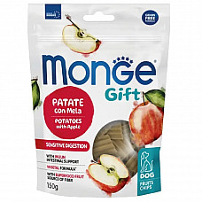 Ласощі для собак Monge Gift Dog Fruit Chips Sensitive Digestion картопля з яблуком (веган), 150 г