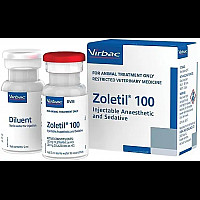 Порошок Virbac Zoletil Золетіл 100 для загальної анестезії котів та собак, 1 флакон 5 мл + розчинник