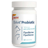 Таблетки Dolfos Dolvit Probiotic Долвит Пробиотик комплекс витаминов и микроэлементов для собак и кошек против дисбактериоза, 60 таб