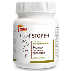 Таблетки Dolfos Dolvit Stoper Долвіт Стопер для лікування розладів травної системи у котів і собак, 30 таб