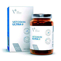 Капсули VetExpert VetoSkin Ultra ВетоСкін Ультра для комплексної підтримки і регенерації шкіри та шерсті у котів і собак, 60 капс