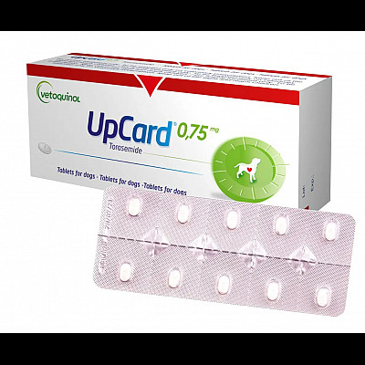 Таблетки Vetoquinol UpCARD Апкард 0,75 мг, диуретик при застійній серцевій недостатності для собак, 10 таб