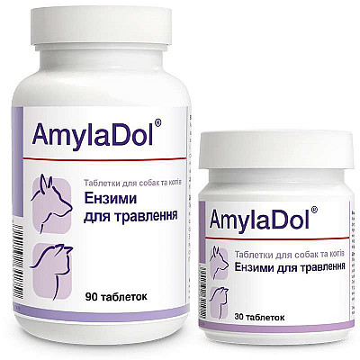 Таблетки Dolfos AmylaDol АмілаДол при порушенні травлення для собак та котів, 30 таб