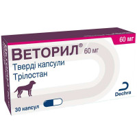 Капсули Dechra Vetoryl Веторіл 60 мг для лікування хвороби Кушинга у собак, 30 капсул