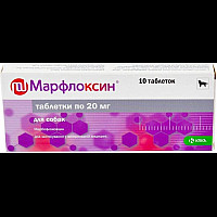 Таблетки KRKA Marfloxin Марфлоксин антибактеріальні для собак та котів, 10 таб/20 мг
