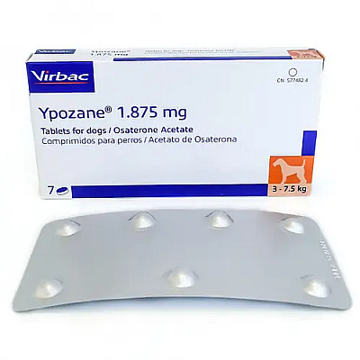Таблетки Virbac Ypozane Ипозан S для лечения предстательной железы, для собак весом 3,75-7,5 кг, 7 таб/1.875 мг