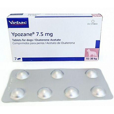 Таблетки Virbac Ypozane Ипозан L для лечения предстательной железы, для собак весом 15-30 кг, 7 таб/7,5 мг