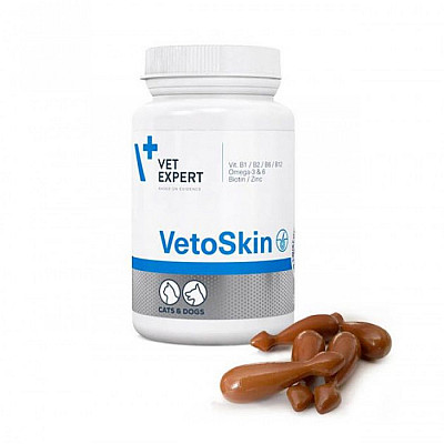 Капсулы VetExpert VetoSkin ВетоСкин для здоровья кожи и шерсти кошек и собак, 60 капс